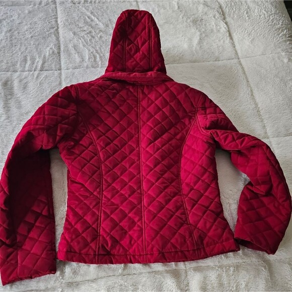 Calvin Klein Women Hooded Quilted Jacket. Size Medium. Color: Deep Brick Red - Picture 2 of 6